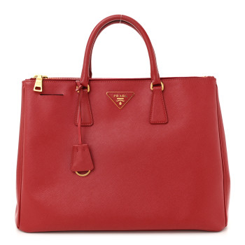 PRADA Saffiano Lux Large Galleria Double Zip Tote Fuoco