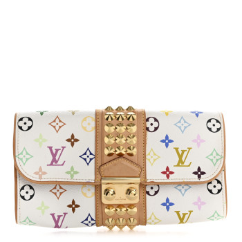 LOUIS VUITTON Monogram Multicolor Courtney Clutch White