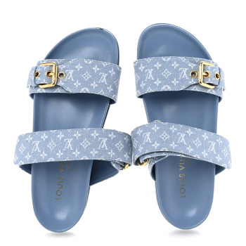 LOUIS VUITTON Monogram Jacquard Bom Dia Flat Comfort Mules 36 Blue