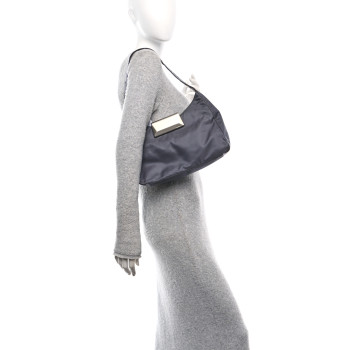 PRADA Tessuto Nylon Metal Shoulder Bag Grey