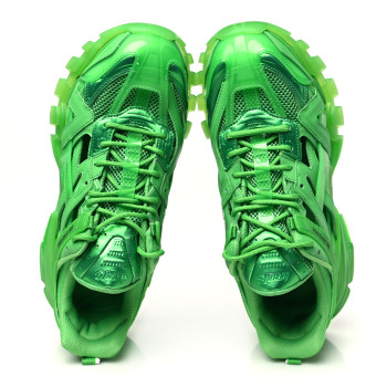 BALENCIAGA Rubber Mesh Monocolor Clear Sole Mens Track.2 Open Sneakers 45 Green