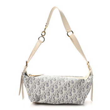 CHRISTIAN DIOR Oblique Raffia Effect Small D-Journey Bag Blue Light Biscuit