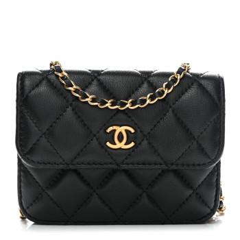 CHANEL Lambskin Quilted Pearl Crush Flap With Chain Black