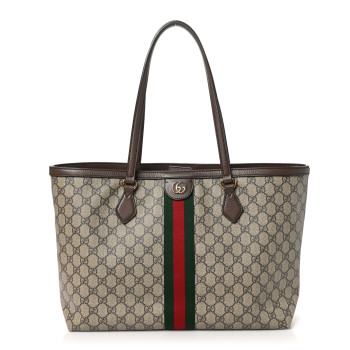 GUCCI GG Supreme Monogram Medium Ophidia Shopping Tote Brown