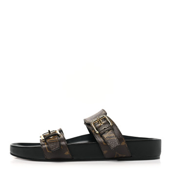 LOUIS VUITTON Monogram Bom Dia Mule Sandals 38 Black