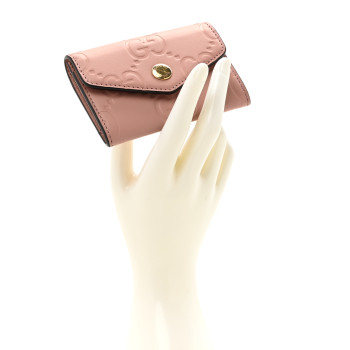 GUCCI Calfskin Jumbo GG Embossed Snap Wallet Soft Pink