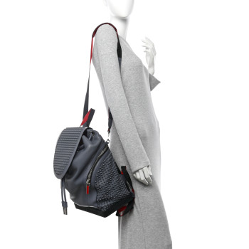CHRISTIAN LOUBOUTIN Calfskin Spiked Explorafunk Backpack Charbon
