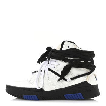 SAINT LAURENT Calfskin Smith High Top Sneakers 42 White Black