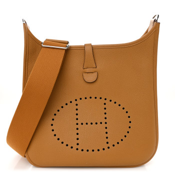 HERMES Taurillon Clemence Evelyne III PM Biscuit