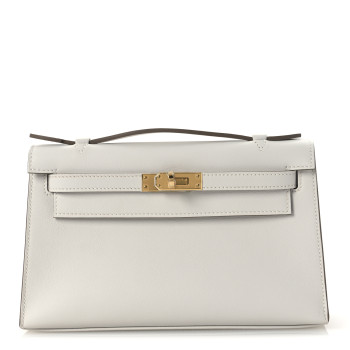 HERMES Swift Kelly Pochette Clutch Craie