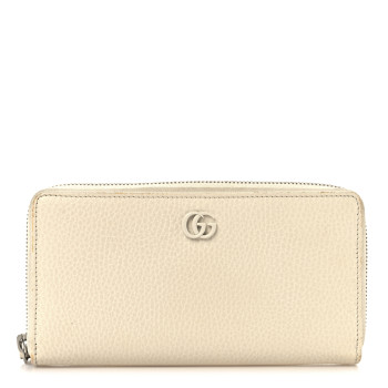 GUCCI Dollar Calfskin Monochrome GG Marmont Zip Around Wallet Mystic White