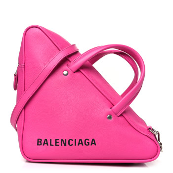 BALENCIAGA Shiny Day Calfskin S Triangle Duffle Pink