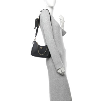 PRADA Saffiano Lux Re-Edition 2005 Shoulder Bag Black