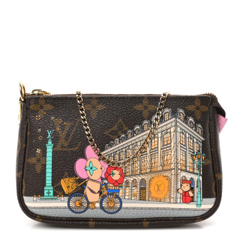 LOUIS VUITTON Monogram 2022 Christmas Animation Paris Mini Pochette Accessories Pink