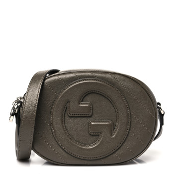 GUCCI Sakai Be Green Calfskin Diagonal Stitched Mini Blondie Shoulder Bag Craclet Brown