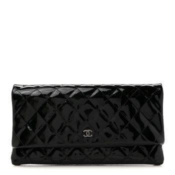 CHANEL Patent Calfskin Quilted Beauty CC Clutch Black