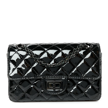 CHANEL Patent Calfskin Quilted 2.55 Reissue Mini Flap So Black