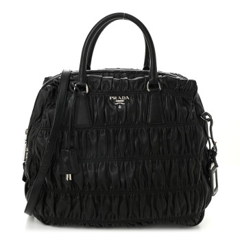 PRADA Nappa Gaufre Double Zip Tote Black