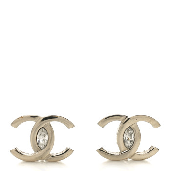 CHANEL Crystal CC Large Stud Earrings Gold