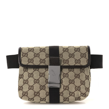 GUCCI Monogram Waist Pouch Bag Dark Brown