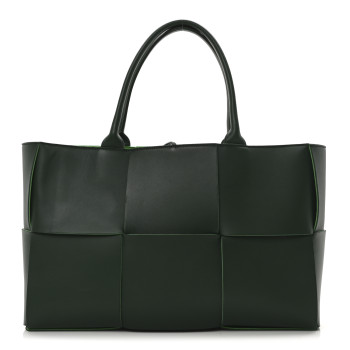 BOTTEGA VENETA Calfskin Maxi Intrecciato Medium Arco Tote Raintree
