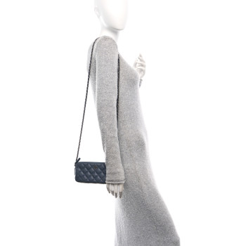CHANEL Caviar Quilted Small Clutch With Chain Grey