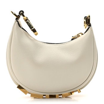 FENDI Vitello Grace Matte Nano Fendigraphy Hobo Charm White Ice