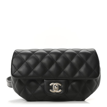 CHANEL Calfskin Quilted CC Uniform Flap Belt Bag Black