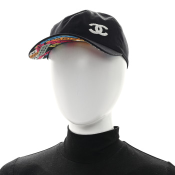 CHANEL Cotton Sequin CC Cap Hat Black