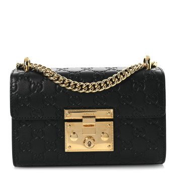 GUCCI Guccissima Small Padlock Shoulder Bag Black