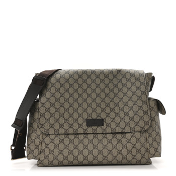 GUCCI GG Plus Monogram Messenger Diaper Bag Dark Brown