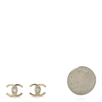 CHANEL Crystal CC Large Stud Earrings Gold