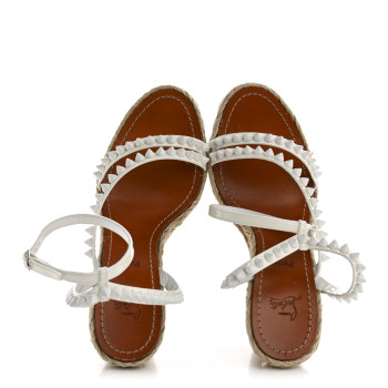 CHRISTIAN LOUBOUTIN Patent Mafaldina 120 Wedge Sandals 38 White