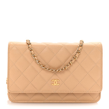 CHANEL Caviar Quilted Wallet on Chain WOC Beige
