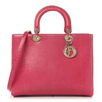 CHRISTIAN DIOR Snakeskin Large Lady Dior Pink
