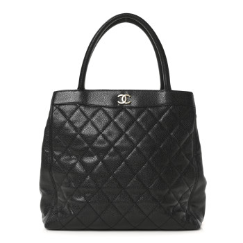 CHANEL Caviar Quilted CC Shopping Tote Black