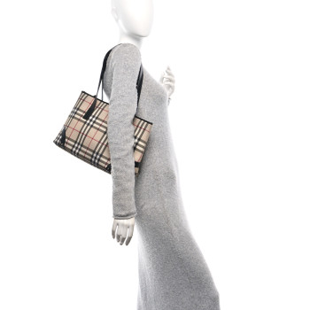 BURBERRY Vintage Check Studded Tote Black