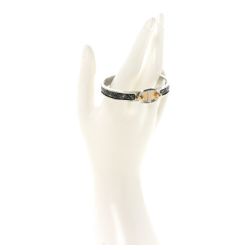 HERMES Enamel Mini Mors A Jouets Clic Chaine d'Ancre Bracelet PM Platine Noir