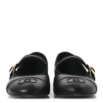 CHANEL Lambskin Mary Jane Flats 36 Black