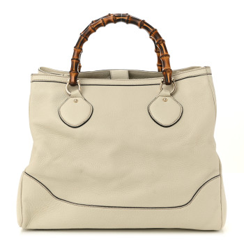 GUCCI Grained Calfskin Medium Diana Bamboo Top Handle Tote Ivory