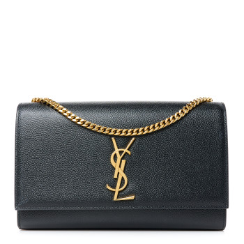 SAINT LAURENT Grain De Poudre Medium Classic Monogram Kate Satchel Black
