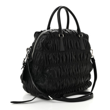 PRADA Nappa Gaufre Double Zip Tote Black