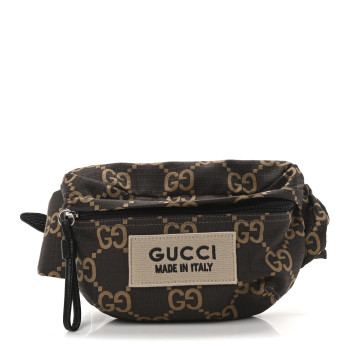 GUCCI Recycled Polyester Monogram Jumbo GG Belt Bag Ebony Beige