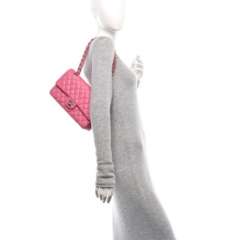 CHANEL Caviar Quilted Medium Double Flap Pink
