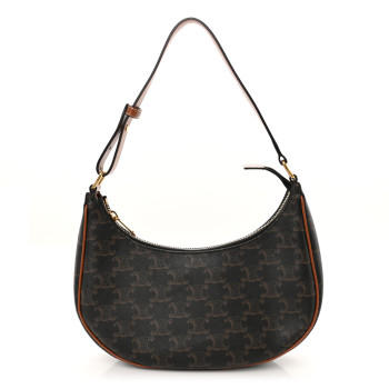 CELINE Triomphe Canvas Calfskin Ava Shoulder Bag Tan