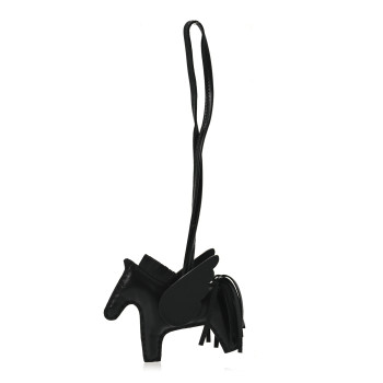HERMES Milo Lambskin Grigri Rodeo Pegase Horse Bag Charm PM So Black