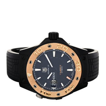 TAG HEUER Titanium 18K Rose Gold Rubber 43mm Aquaracer 500M Automatic Watch Black WAJ2182