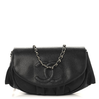 CHANEL Caviar Half Moon Wallet On Chain WOC Black