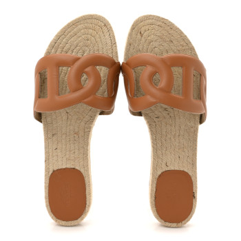 HERMES Nappa Famosa Espadrille Sandals 38 Naturel
