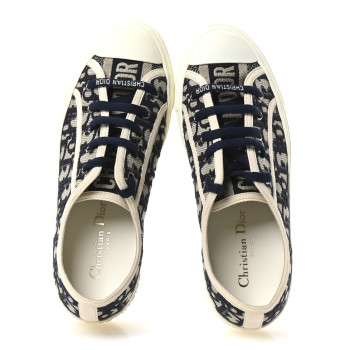 CHRISTIAN DIOR Canvas Oblique Walk'N'Dior Low Top Sneakers 37.5 Deep Blue